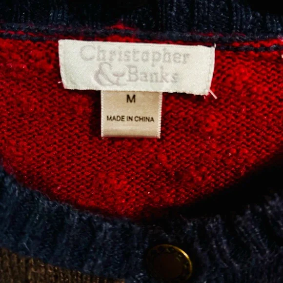 Christopher & Banks Vintage PatchWork Multicolor Cardigan Size M - Picture 3 of 4